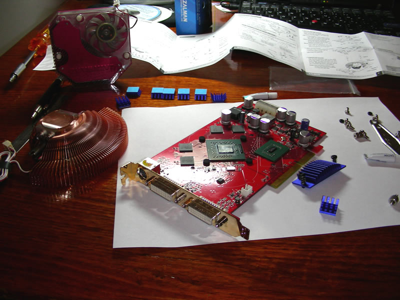 The old heatsink and the card.
