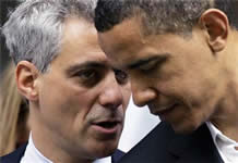 Rahm Emanuel talks to President Obama