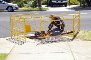 Telstra workers working hard